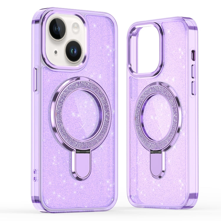 For iPhone 15 Plus Glitter Ring Holder MagSafe Phone Case