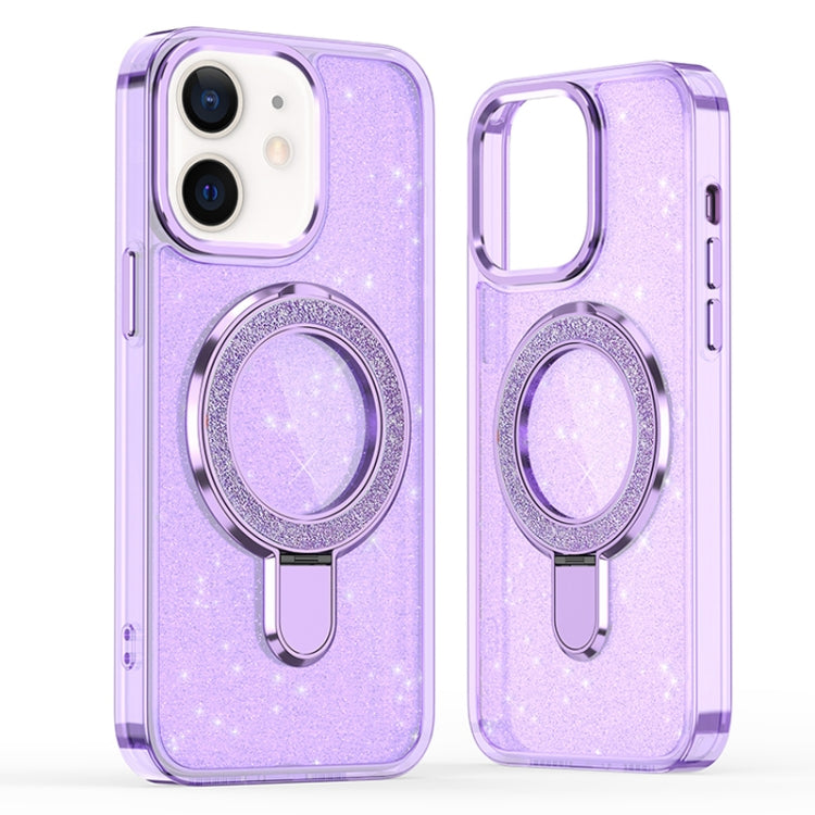 For iPhone 11 Glitter Ring Holder MagSafe Phone Case