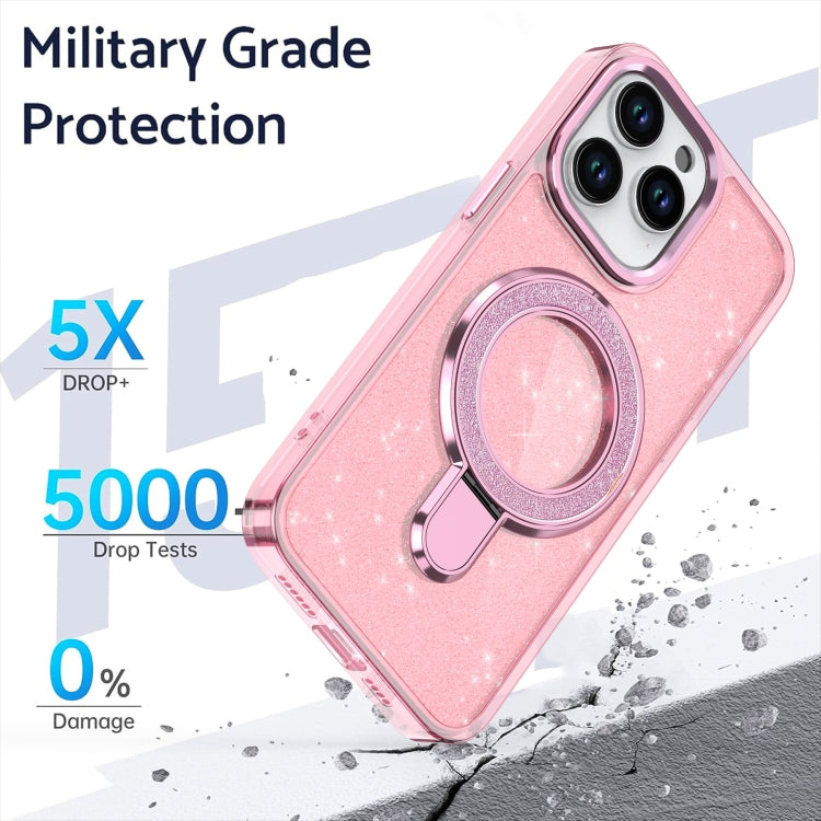 For iPhone 16 Pro Max Glitter Ring Holder MagSafe Phone Case