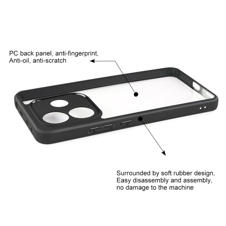 For Redmi Note 14 5G Frosted TPU + Transparent PC Phone Case