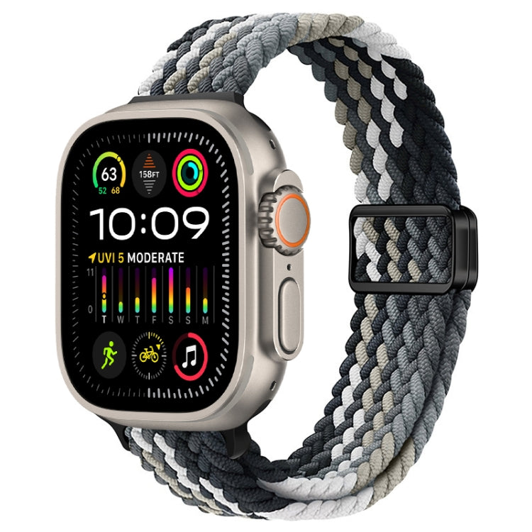 For Apple Watch Ultra 2 49mm Slim Magnetic Buckle Nylon Braided Watch Band