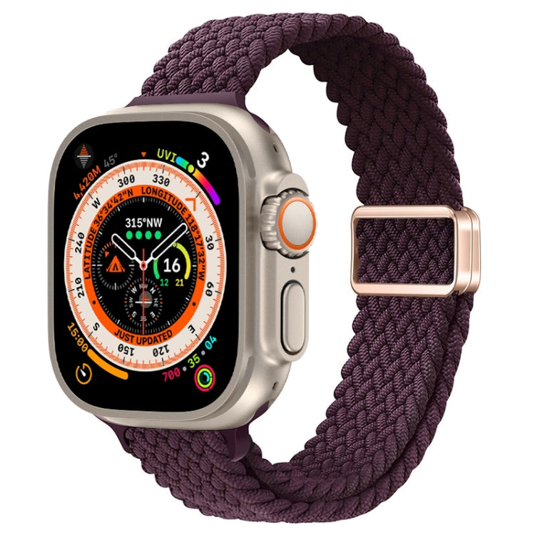 For Apple Watch Ultra 49mm Slim Magnetic Buckle Nylon Braided Watch Band
