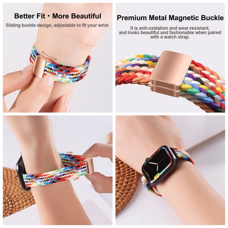 For Apple Watch SE 44mm Slim Magnetic Buckle Nylon Braided Watch Band