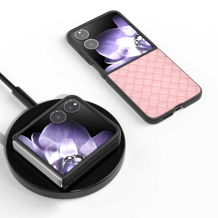 For Xiaomi Mix Flip Black Frame Woven Texture PU Phone Case