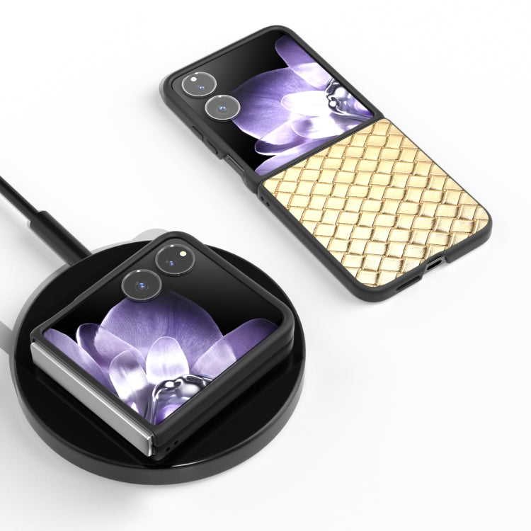 For Xiaomi Mix Flip Black Frame Woven Texture PU Phone Case