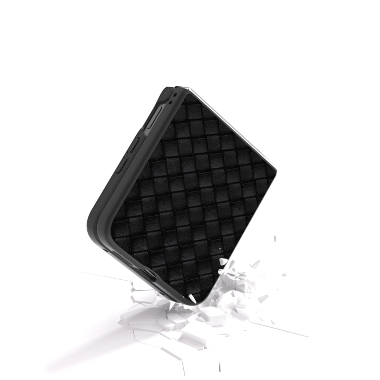 For Xiaomi Mix Flip Black Frame Woven Texture PU Phone Case