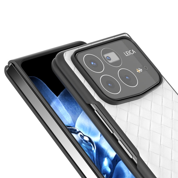 For Xiaomi Mix Fold 4 Black Frame Woven Texture PU Phone Case