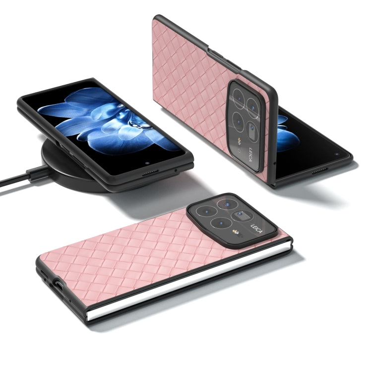 For Xiaomi Mix Fold 4 Black Frame Woven Texture PU Phone Case