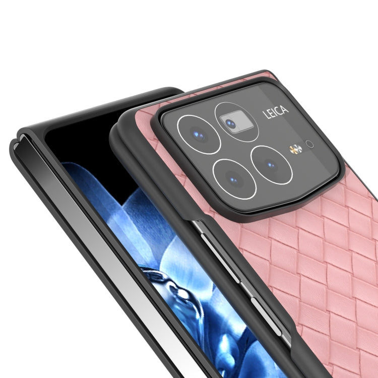 For Xiaomi Mix Fold 4 Black Frame Woven Texture PU Phone Case