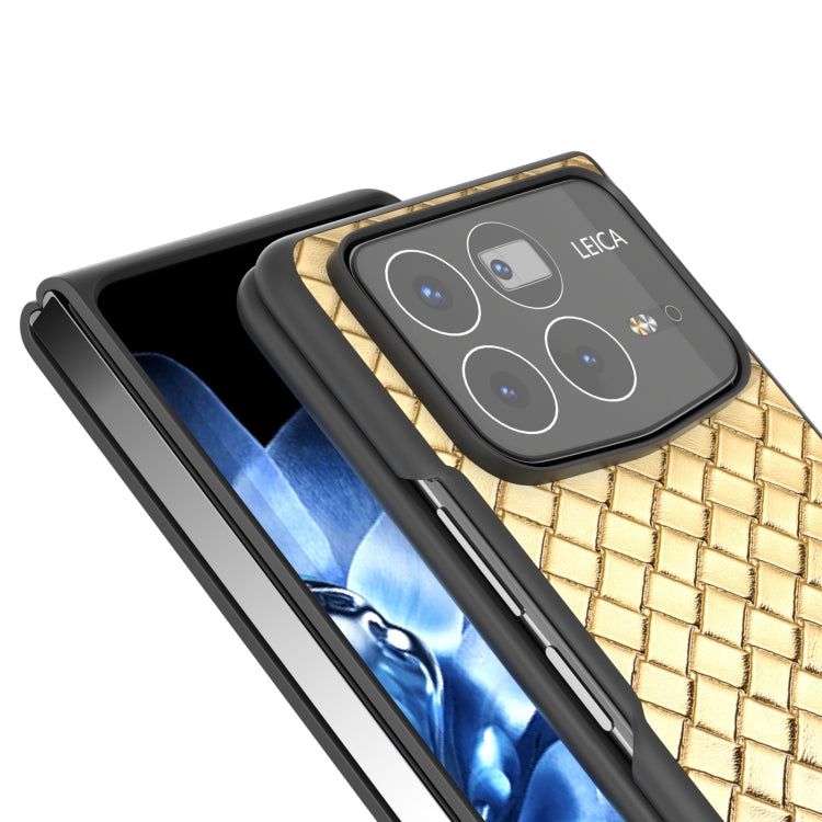 For Xiaomi Mix Fold 4 Black Frame Woven Texture PU Phone Case