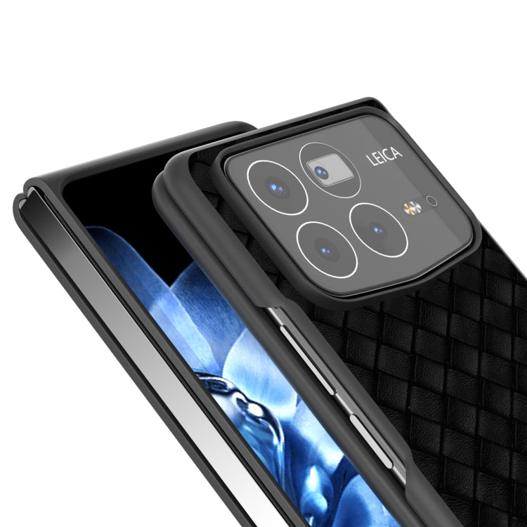 For Xiaomi Mix Fold 4 Black Frame Woven Texture PU Phone Case