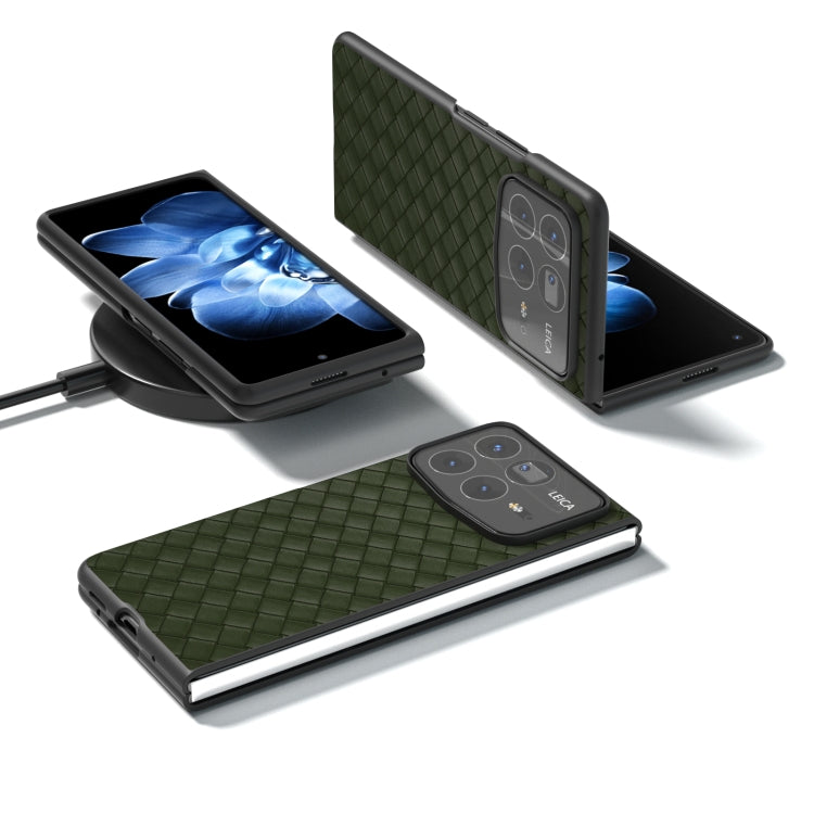 For Xiaomi Mix Fold 4 Black Frame Woven Texture PU Phone Case