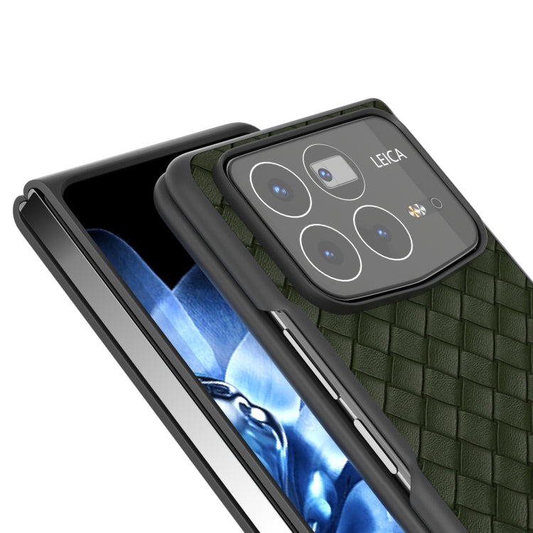 For Xiaomi Mix Fold 4 Black Frame Woven Texture PU Phone Case
