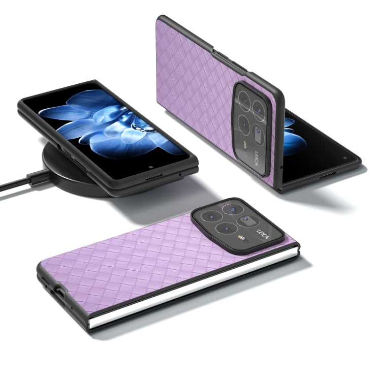 For Xiaomi Mix Fold 4 Black Frame Woven Texture PU Phone Case