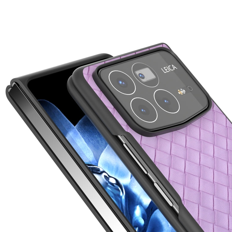 For Xiaomi Mix Fold 4 Black Frame Woven Texture PU Phone Case