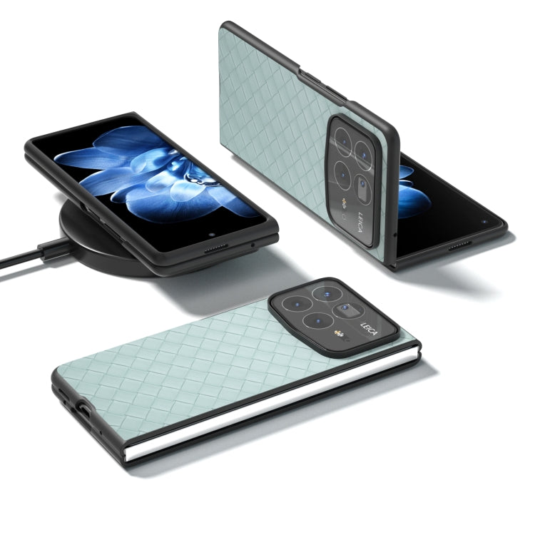 For Xiaomi Mix Fold 4 Black Frame Woven Texture PU Phone Case