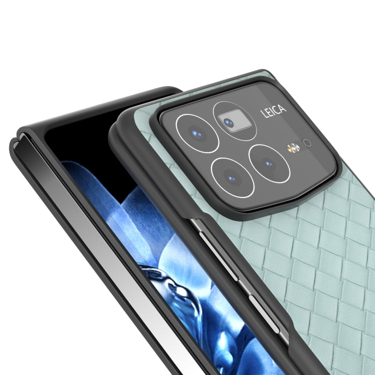 For Xiaomi Mix Fold 4 Black Frame Woven Texture PU Phone Case