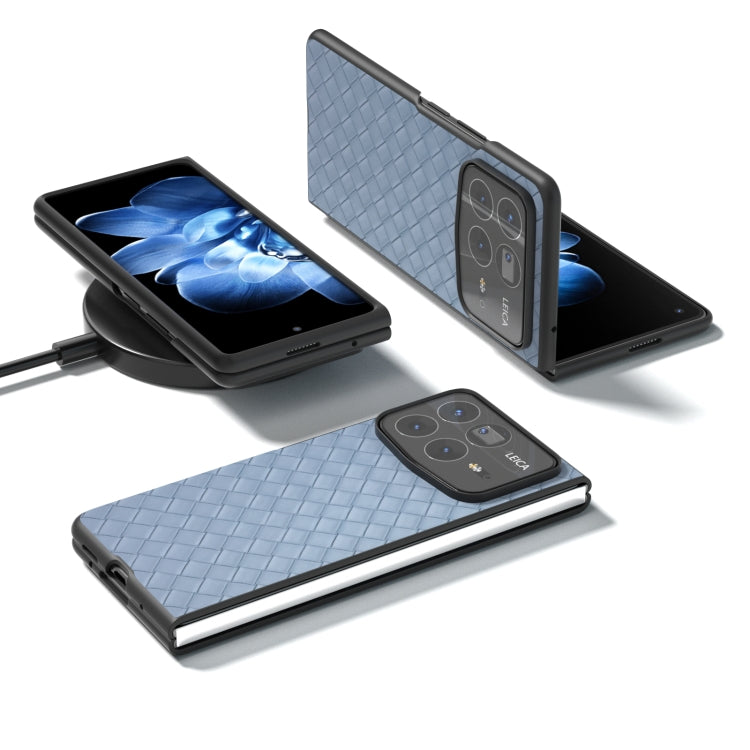 For Xiaomi Mix Fold 4 Black Frame Woven Texture PU Phone Case
