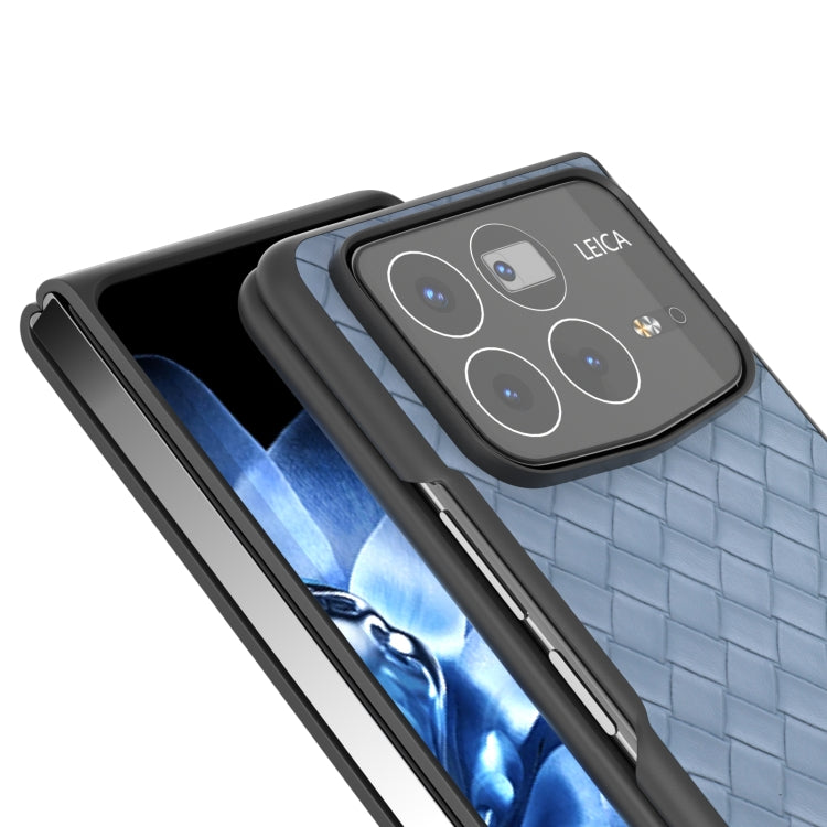 For Xiaomi Mix Fold 4 Black Frame Woven Texture PU Phone Case