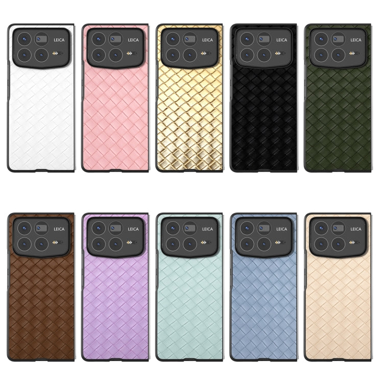 For Xiaomi Mix Fold 4 Black Frame Woven Texture PU Phone Case
