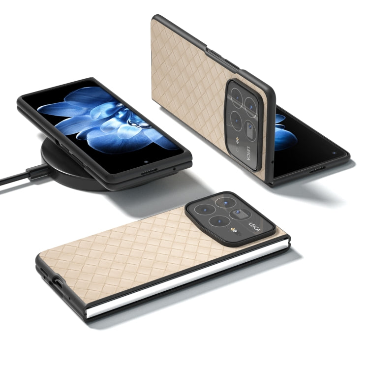 For Xiaomi Mix Fold 4 Black Frame Woven Texture PU Phone Case
