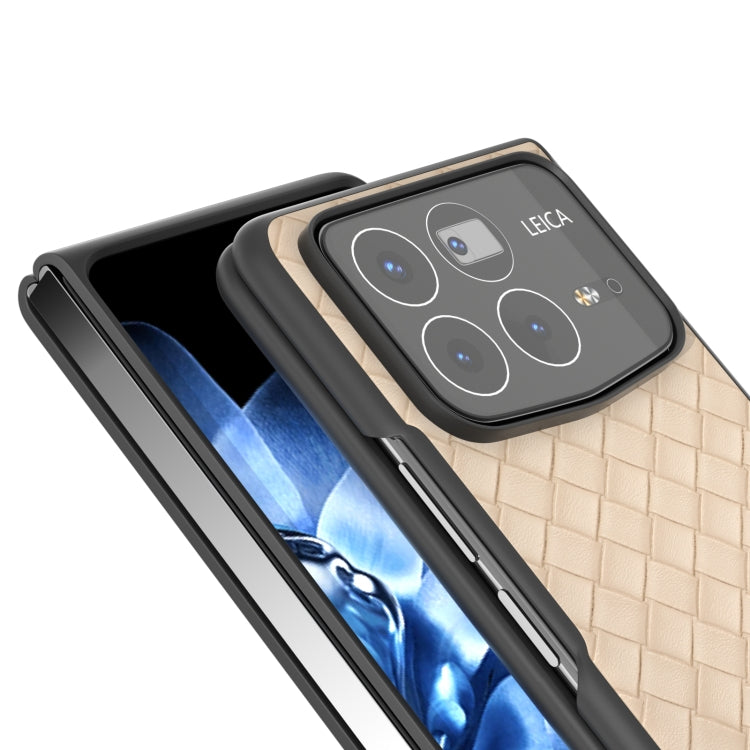 For Xiaomi Mix Fold 4 Black Frame Woven Texture PU Phone Case
