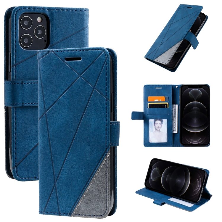 For iPhone 12 / 12 Pro Skin Feel Splicing Horizontal Flip Leather Case with Holder & Card Slots & Wallet & Photo Frame