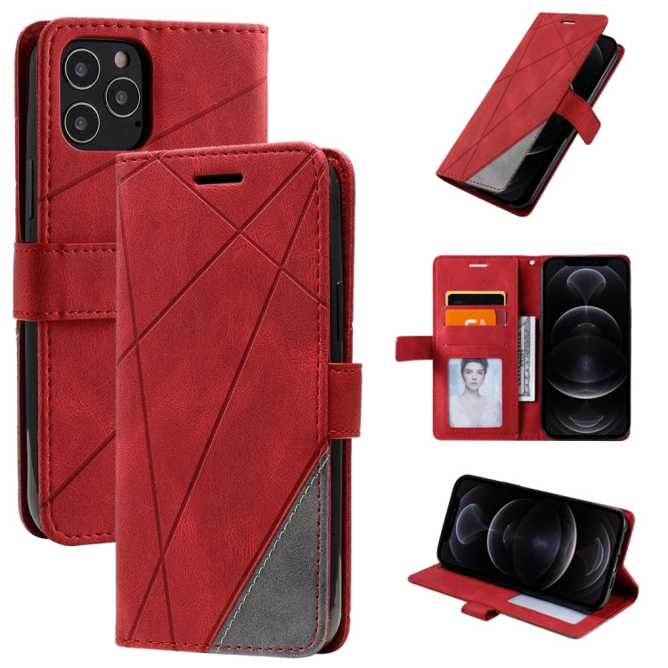 For iPhone 12 / 12 Pro Skin Feel Splicing Horizontal Flip Leather Case with Holder & Card Slots & Wallet & Photo Frame