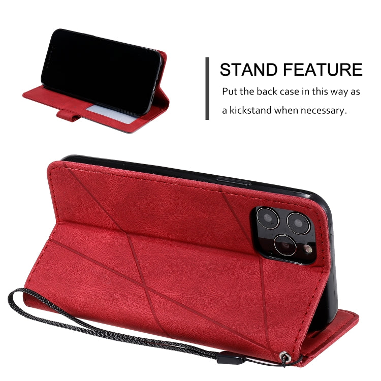 For iPhone 12 / 12 Pro Skin Feel Splicing Horizontal Flip Leather Case with Holder & Card Slots & Wallet & Photo Frame