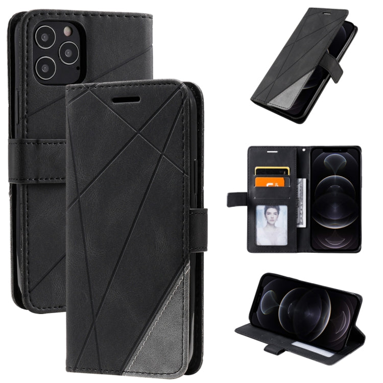 For iPhone 12 / 12 Pro Skin Feel Splicing Horizontal Flip Leather Case with Holder & Card Slots & Wallet & Photo Frame