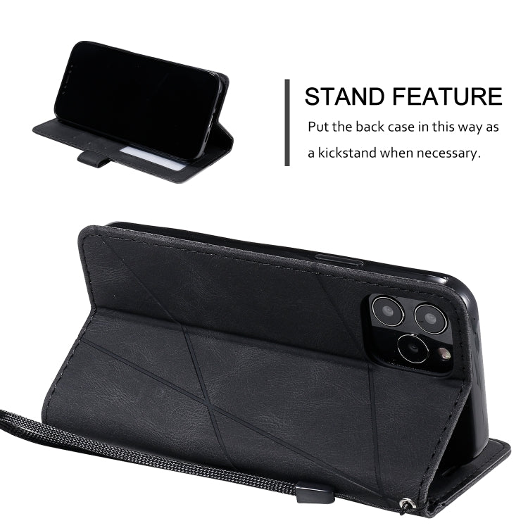For iPhone 12 / 12 Pro Skin Feel Splicing Horizontal Flip Leather Case with Holder & Card Slots & Wallet & Photo Frame