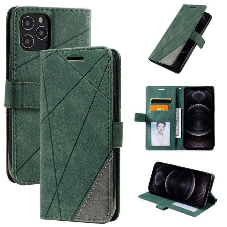 For iPhone 12 / 12 Pro Skin Feel Splicing Horizontal Flip Leather Case with Holder & Card Slots & Wallet & Photo Frame
