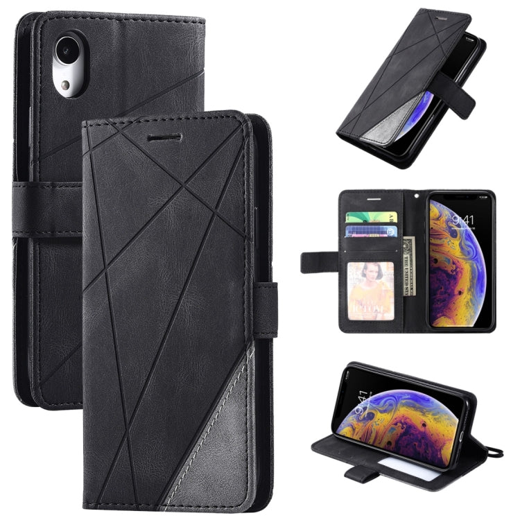 For iPhone XR Skin Feel Splicing Horizontal Flip Leather Case with Holder & Card Slots & Wallet & Photo Frame