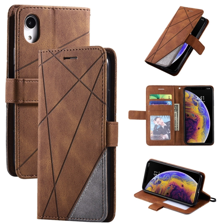 For iPhone XR Skin Feel Splicing Horizontal Flip Leather Case with Holder & Card Slots & Wallet & Photo Frame