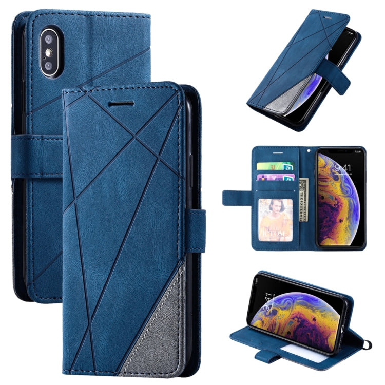 For iPhone XS Max Skin Feel Splicing Horizontal Flip Leather Case with Holder & Card Slots & Wallet & Photo Frame