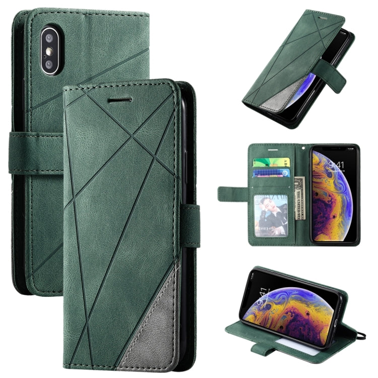 For iPhone XS Max Skin Feel Splicing Horizontal Flip Leather Case with Holder & Card Slots & Wallet & Photo Frame