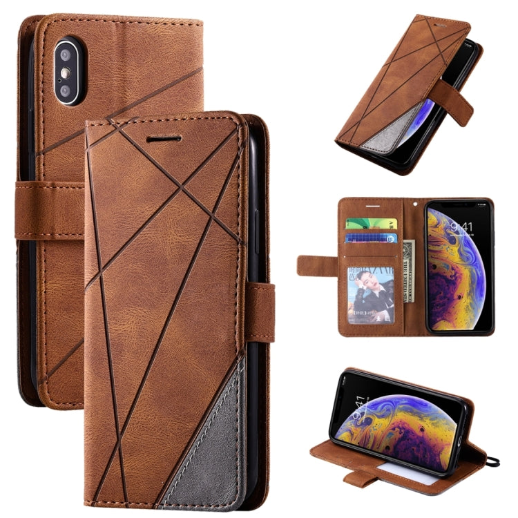 For iPhone XS Max Skin Feel Splicing Horizontal Flip Leather Case with Holder & Card Slots & Wallet & Photo Frame