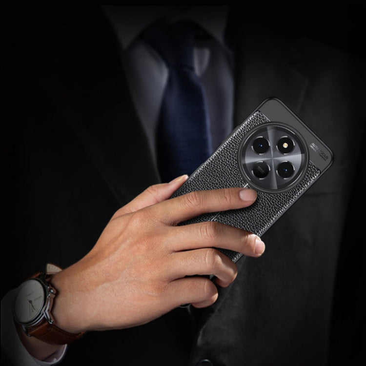 For Redmi 14C 4G Litchi Texture Shockproof TPU Phone Case - Black