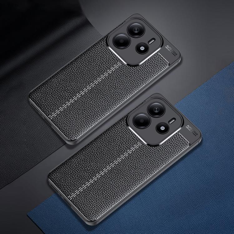 For Redmi Note 14 4G 163.25mm Litchi Texture Shockproof TPU Phone Case - Black