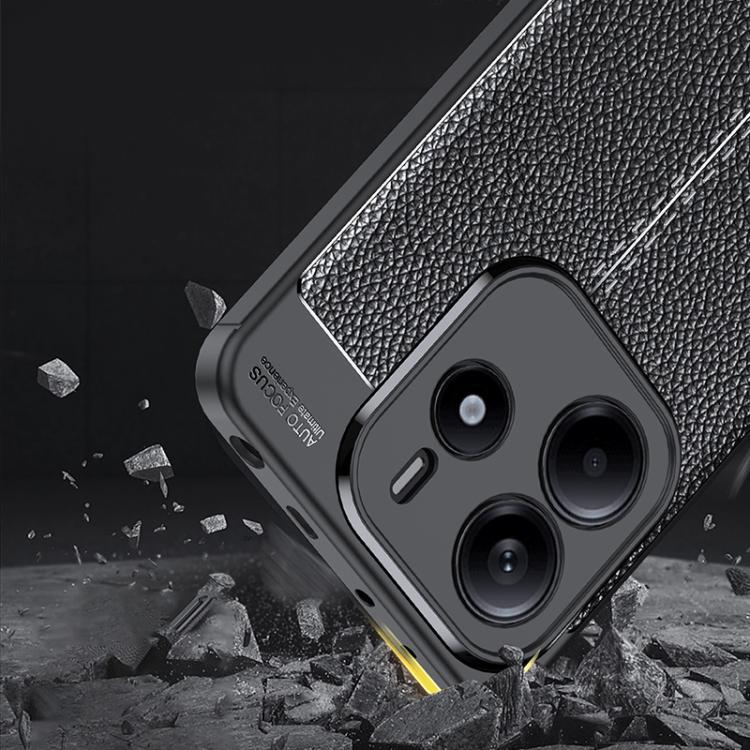 For Redmi Note 14 4G 163.25mm Litchi Texture Shockproof TPU Phone Case - Black