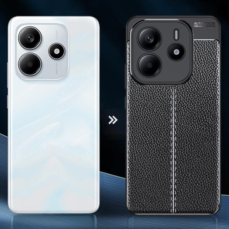 For Redmi Note 14 4G 163.25mm Litchi Texture Shockproof TPU Phone Case - Black