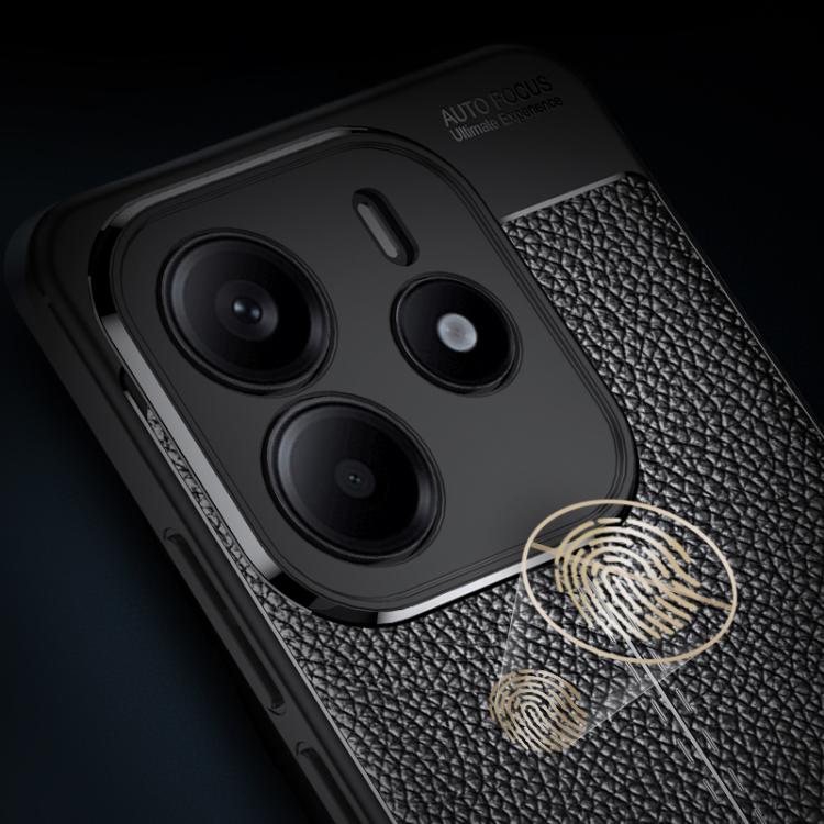 For Redmi Note 14 4G 163.25mm Litchi Texture Shockproof TPU Phone Case - Black
