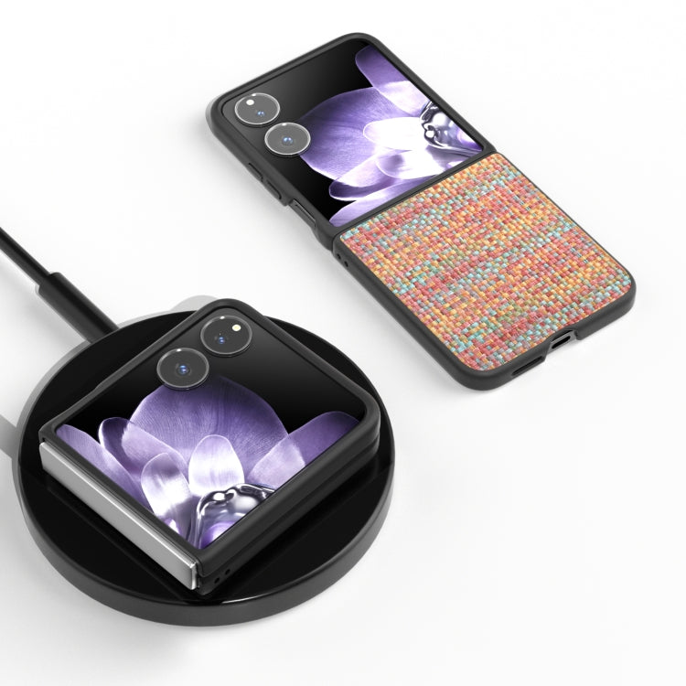 For Xiaomi Mix Flip Black Frame Color Lattice Texture PU Phone Case