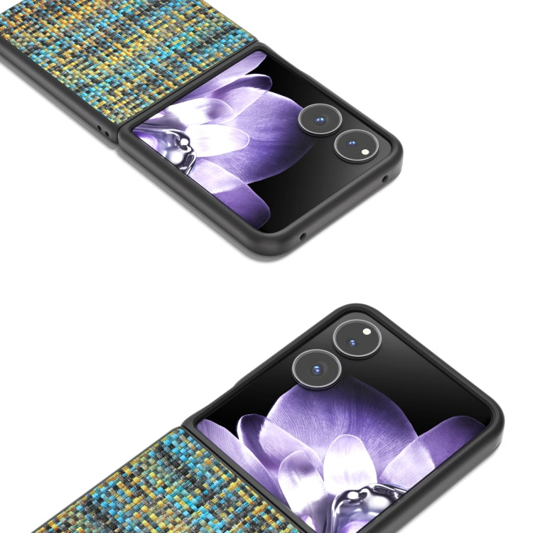 For Xiaomi Mix Flip Black Frame Color Lattice Texture PU Phone Case