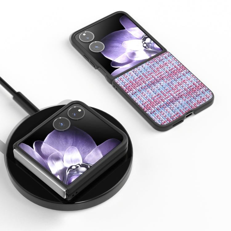 For Xiaomi Mix Flip Black Frame Color Lattice Texture PU Phone Case