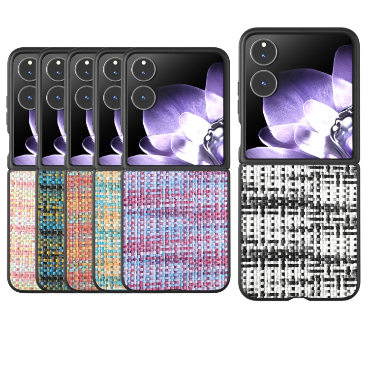 For Xiaomi Mix Flip Black Frame Color Lattice Texture PU Phone Case
