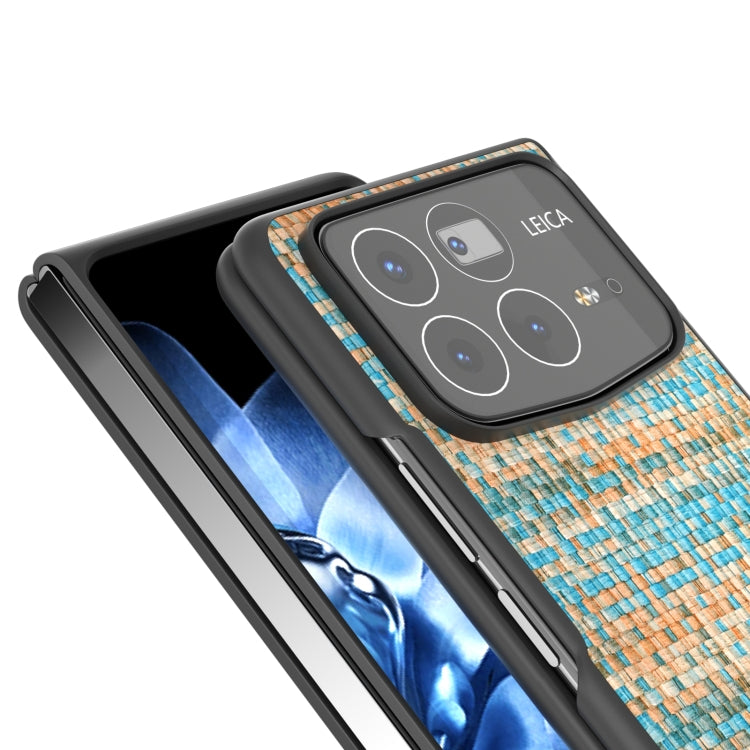 For Xiaomi Mix Fold 4 Black Frame Color Lattice Texture PU Phone Case
