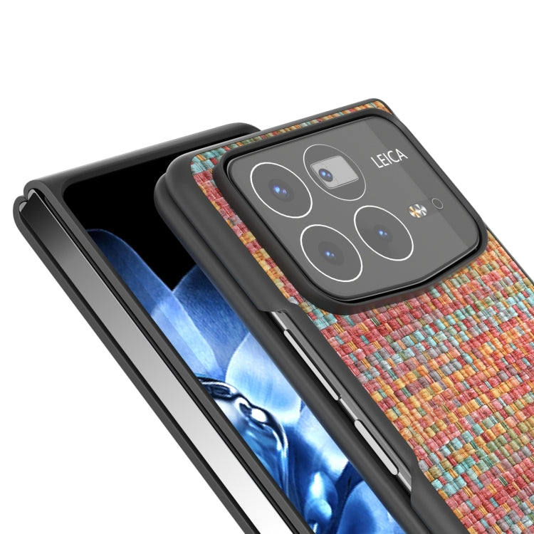 For Xiaomi Mix Fold 4 Black Frame Color Lattice Texture PU Phone Case