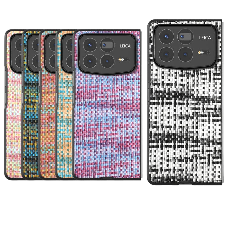 For Xiaomi Mix Fold 4 Black Frame Color Lattice Texture PU Phone Case