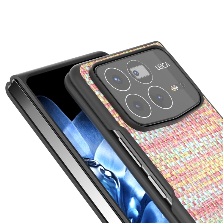 For Xiaomi Mix Fold 4 Black Frame Color Lattice Texture PU Phone Case